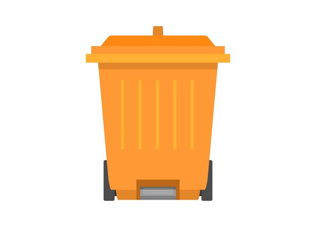 Un contenedor de basura con ruedas y un pedal de paso Ilustración plana simple