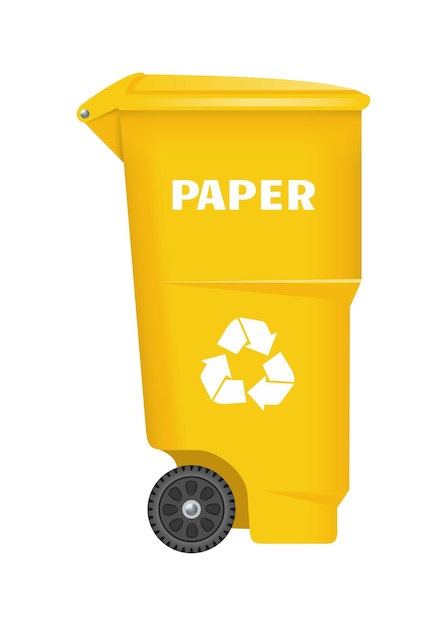 Contenedor de basura vector amarillo para papel