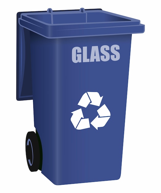 Contenedor de basura vector azul para vidrio