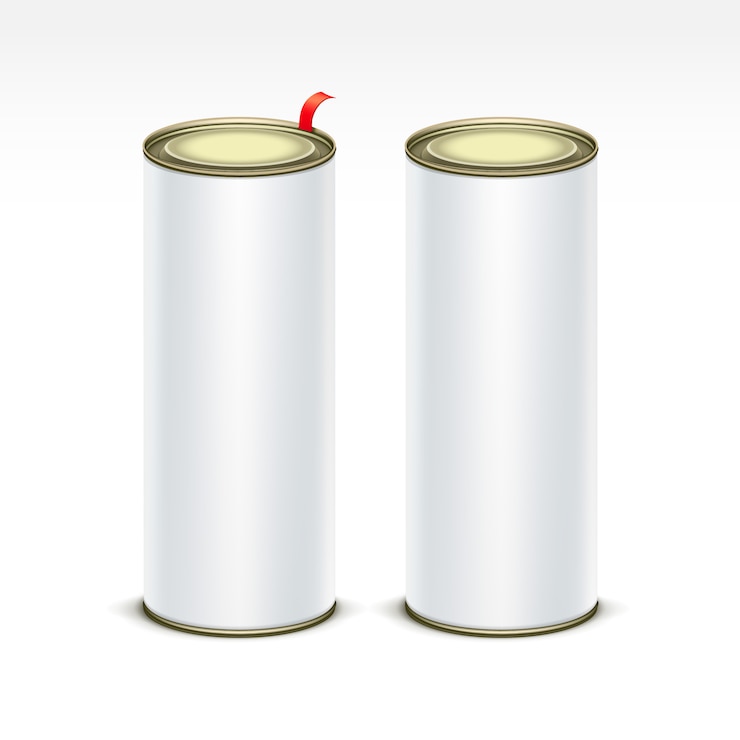 Vector contenedor de caja de lata blanca para té café
