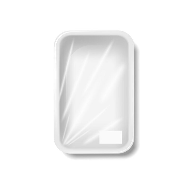 Vector contenedor de plástico blanco vacío en 3d con sombra
