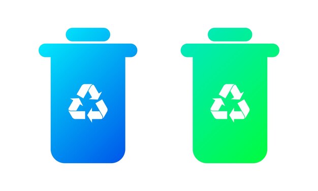 Los contenedores de basura de reciclaje vectorial con estilo gradiente