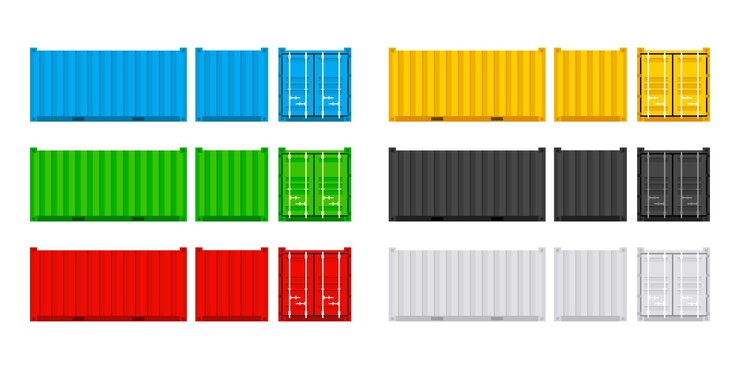 Vector contenedores de carga de conjunto envío de mercancías entrega y transporte ilustración vectorial