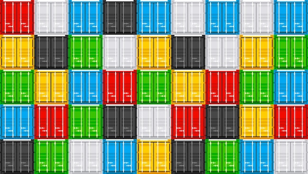 Contenedores de carga de conjunto Envío de mercancías Entrega y transporte Ilustración vectorial