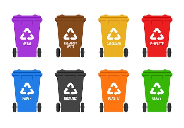 Contenedores para diferentes tipos de basura Contenedores de diferentes colores