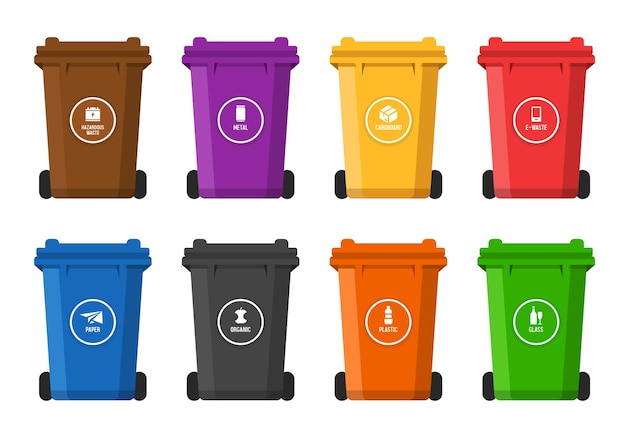 Contenedores para diferentes tipos de basura Contenedores de diferentes colores