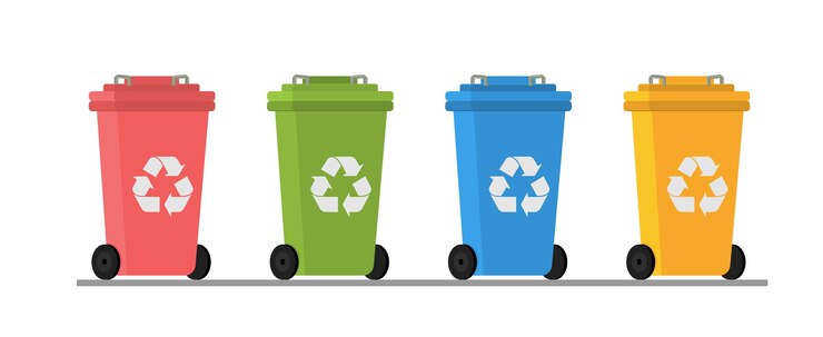 Contenedores de reciclaje Concepto de clasificación de basura