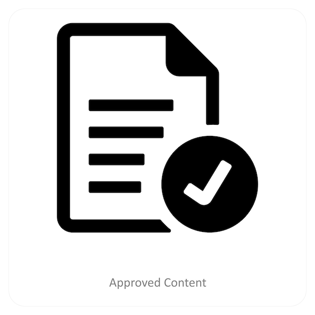 Contenido aprobado y concepto de icono de verificación