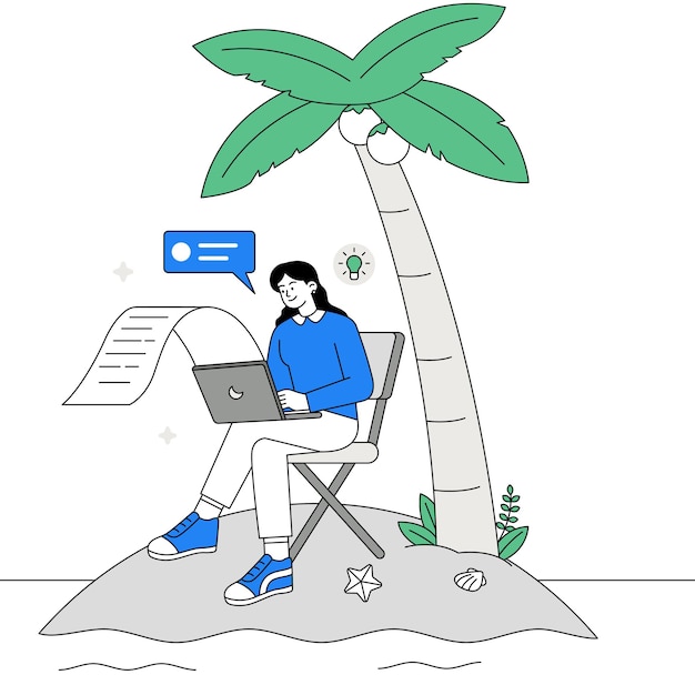 contenido escribiendo guiones en la playa