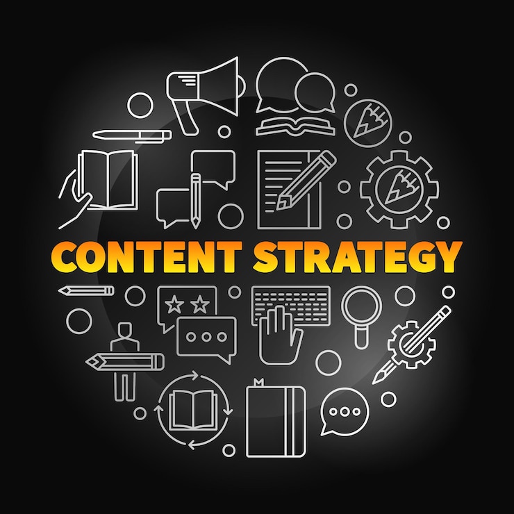 Vector contenido estrategia ronda vector color ilustración lineal