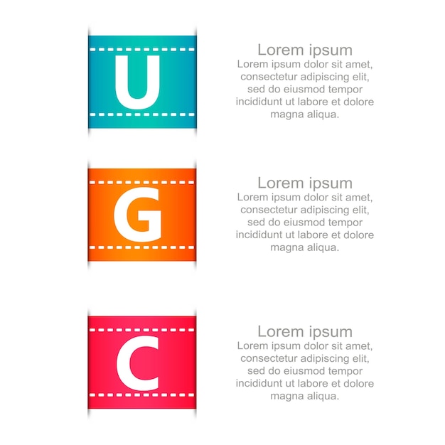 Contenido generado por el usuario de UGC acrónimo concepto de negocio de fondo contenido generado por el usuario de UGC