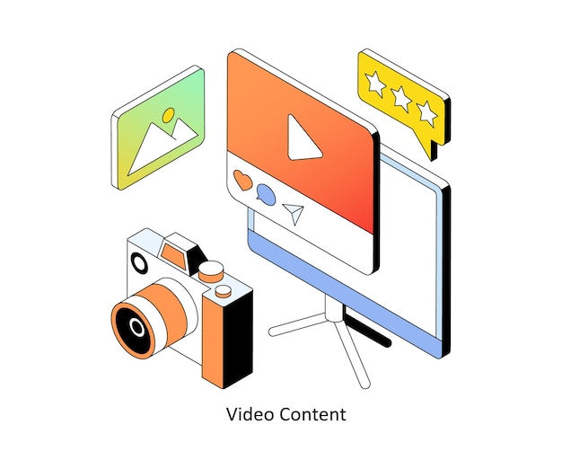 Contenido de vídeo Gradiente vectorial Ilustraciones de estilo isométrico EPS 10 Archivo