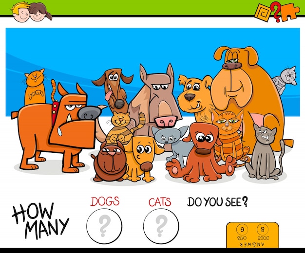 Conteo de gatos y perros juego educativo para niños