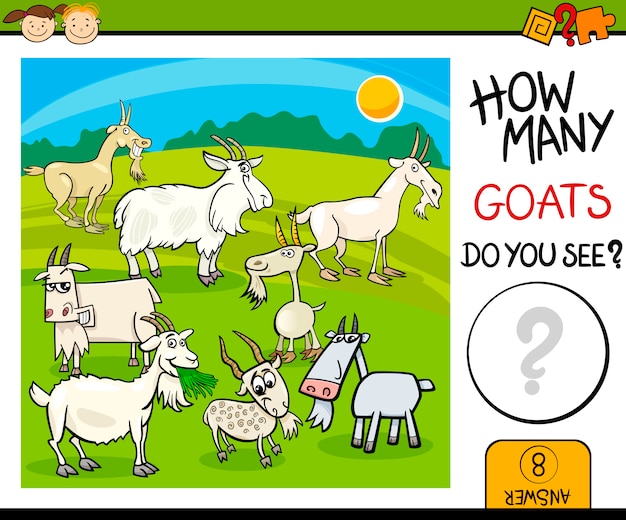 conteo de tareas con dibujos animados de cabras