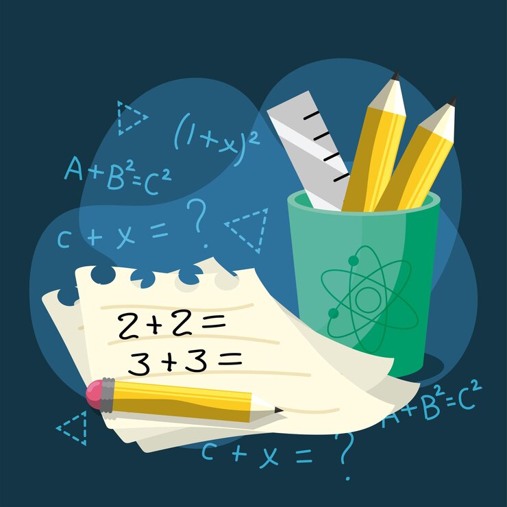 Vector contexto del concepto de la clase de matemáticas de dibujos animados ilustración vectorial