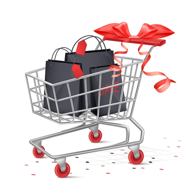 Contexto realista de la composición del carrito de compras