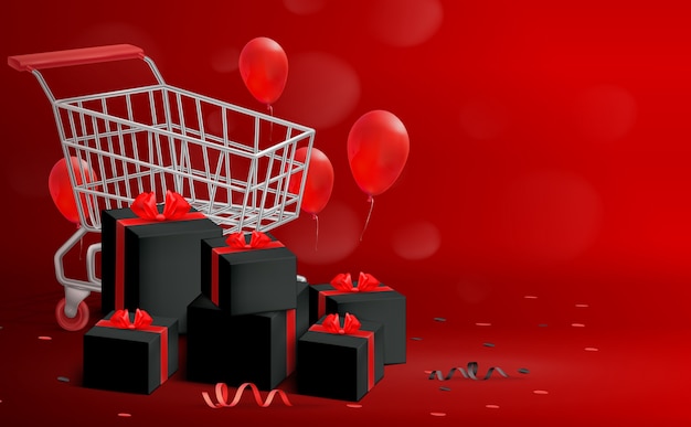 Contexto realista de la composición del carrito de compras