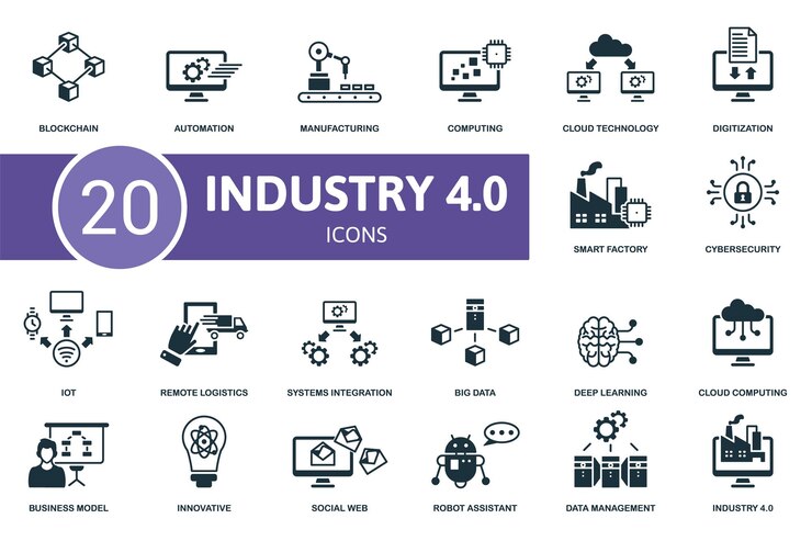 Contiene iconos editables tema de la industria 40 como automatización computación digitalización y más