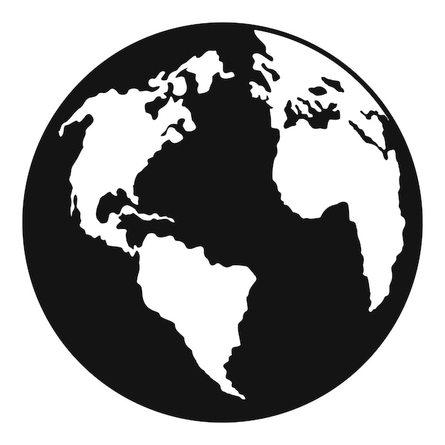 Continente en el icono del planeta Ilustración simple del continente en el icono del vector del planeta para la web