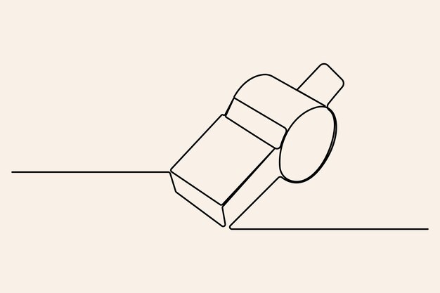 Continúa el dibujo de una sola línea de una ilustración vectorial del contorno del silbato de un árbitro deportivo