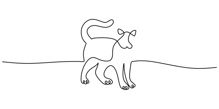 Continua una sola línea de lindo perro de pie aislado sobre fondo blanco.