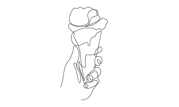 Continuar la línea de la mano sosteniendo la ilustración de helado