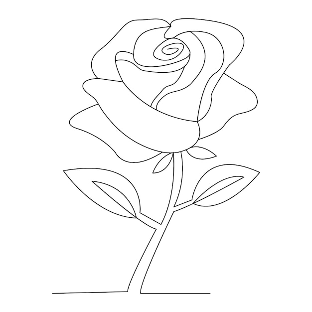 Continuas hermosas flores de rosa dibujo de una sola línea arte vectorial