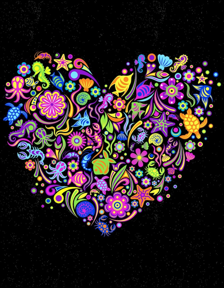 Vector continuo corazones base marino