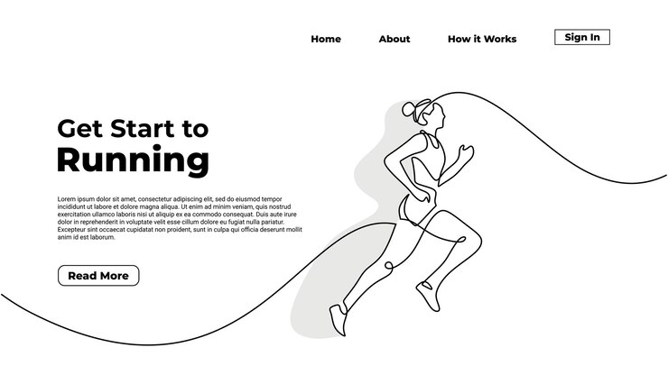 Continuo dibujo de una línea chica trotar Gente atleta ejecutar ilustración Fitness tema de salud humana bosquejo Energía feliz de persona activa de maratón Ilustración vectorial minimalista