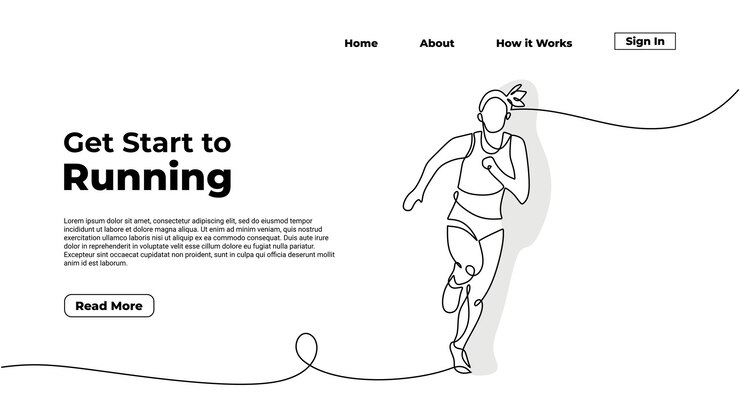 Continuo dibujo de una línea chica trotar Gente atleta ejecutar ilustración Fitness tema de salud humana bosquejo Energía feliz de persona activa de maratón Ilustración vectorial minimalista