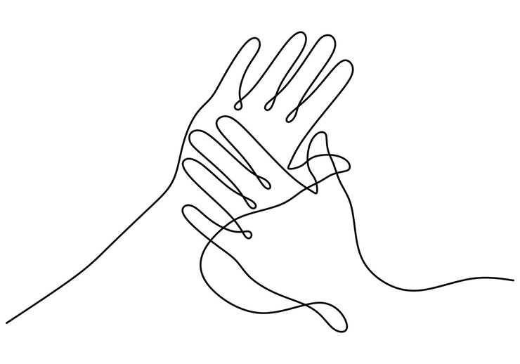Continuo dibujo de una línea manos mujer y hombre sosteniendo juntos El concepto de pareja romántica es amarse mutuamente dibujado a mano diseño de minimalismo de arte de una sola línea Ilustración vectorial