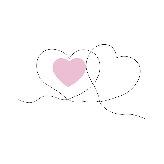 Continuo hermoso una línea de amor dibujo diseño de arte