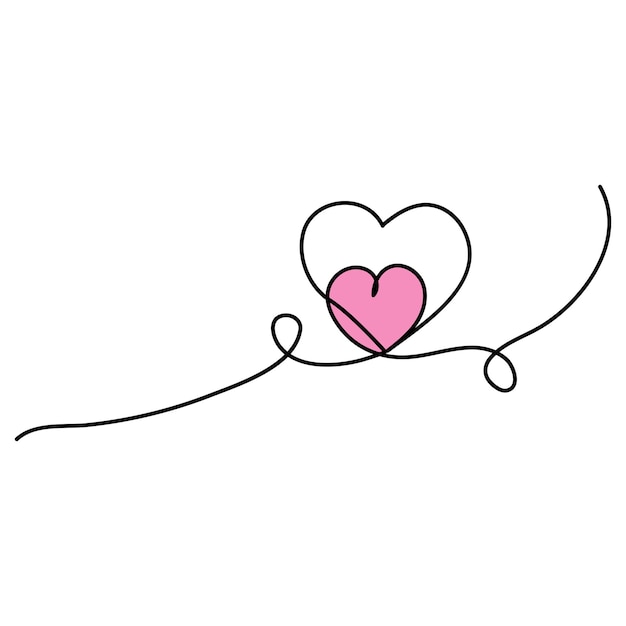 Continuo Una línea amor forma contorno arte vectorial ilustración y forma de corazón arte de una sola línea