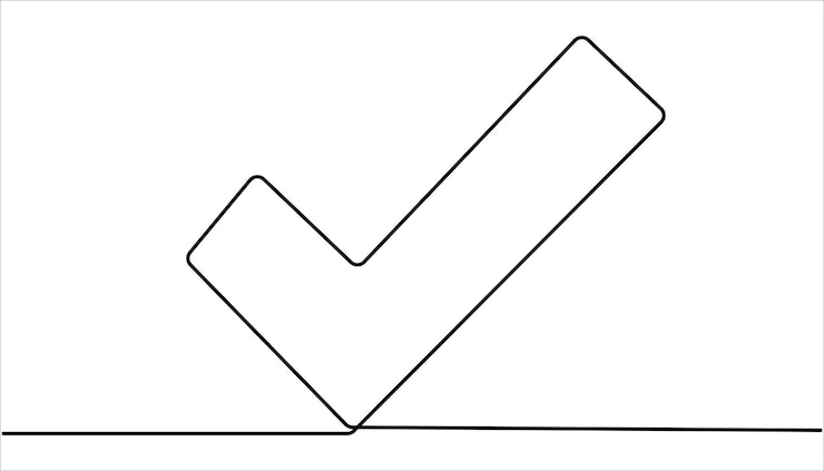 Vector continuous line drawing of check mark continuous line is creating the shape of a check mark