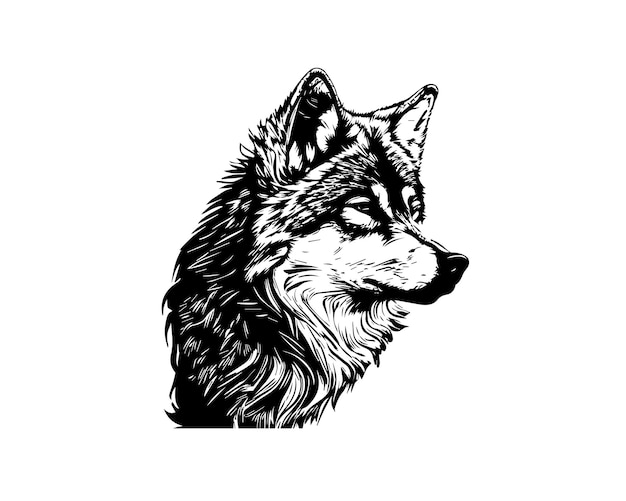 ContohSketch Arte de una sola línea dibujado a mano Lobo