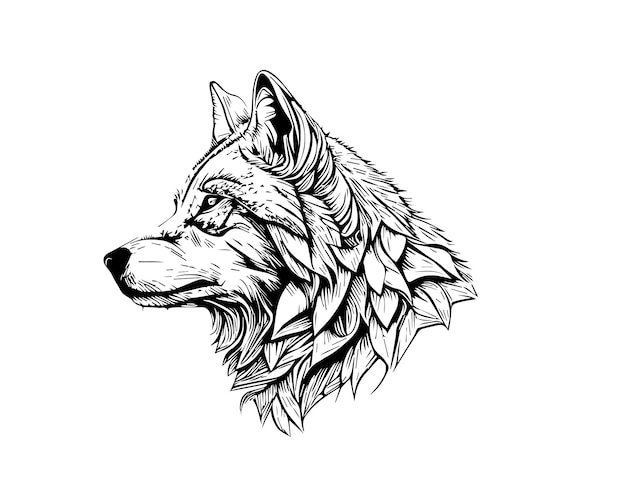 ContohSketch Arte de una sola línea dibujado a mano Lobo