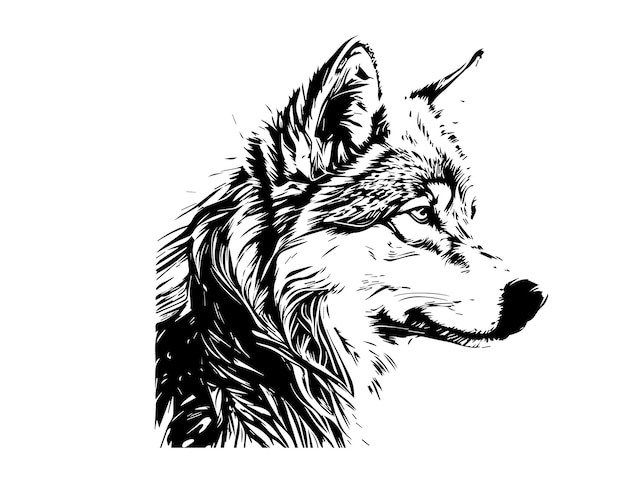 ContohSketch Arte de una sola línea dibujado a mano Lobo