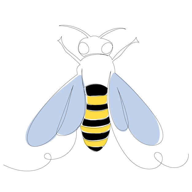Contorno de abeja en una línea.