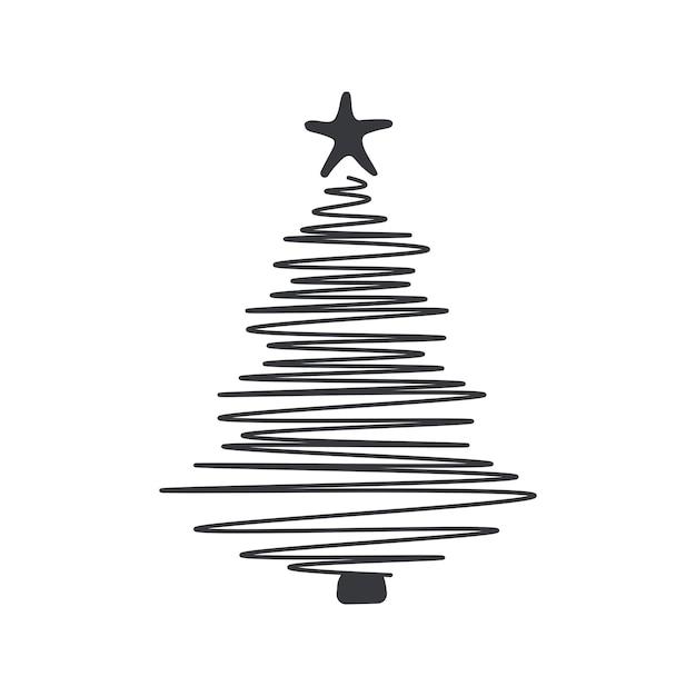 Contorno aislado abstracto árbol de Navidad negro glifo de pino para vacaciones diciembre invierno gráfico el