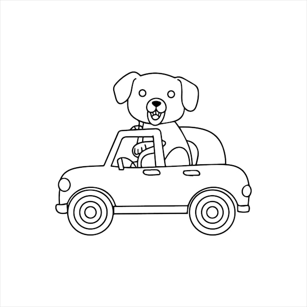 Vector contorno de animal para un perro lindo en un vector de coche