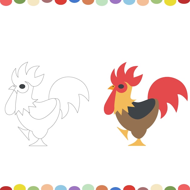 Contorno animal vectorial para el gallo