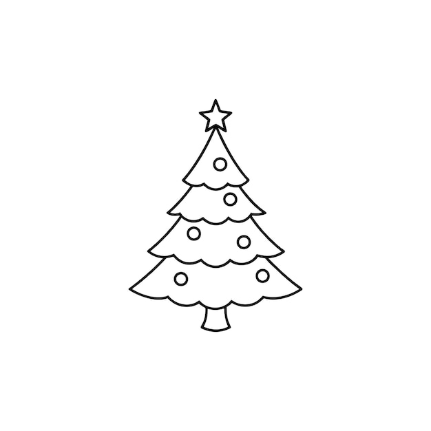 Contorno del árbol de Navidad Diseño del árbol de navidad Ilustración vectorial