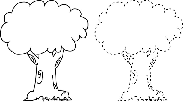 contorno de árbol y punteado