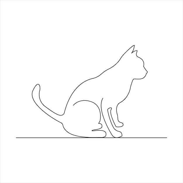 Contorno de arte continuo de gatos y mascotas Ilustración vectorial