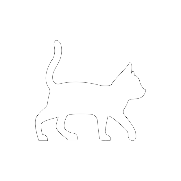 Contorno de arte de una sola línea de un gato mascota lindo continuo Ilustración vectorial