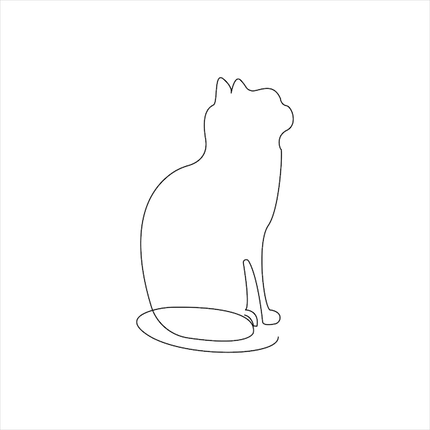 Contorno de arte de una sola línea de un gato mascota lindo continuo Ilustración vectorial