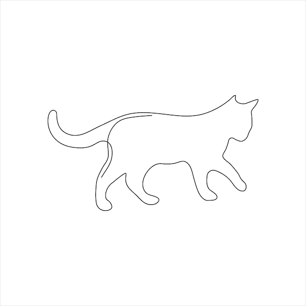 Contorno de arte de una sola línea de un gato mascota lindo continuo Ilustración vectorial