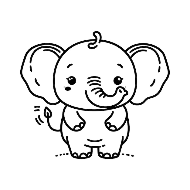El contorno de un bebé elefante para colorear páginas vectoriales