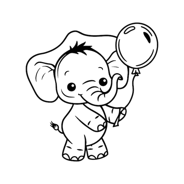 El contorno de un bebé elefante para colorear páginas vectoriales