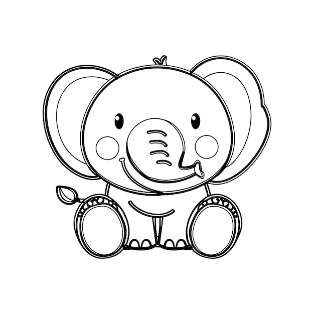 El contorno de un bebé elefante para colorear páginas vectoriales